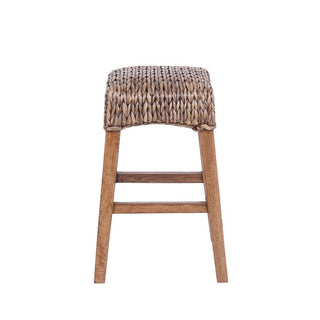 Maui Rustic Bohemian Hyacinth/Wood Backless Counter Stool - JONATHAN Y
