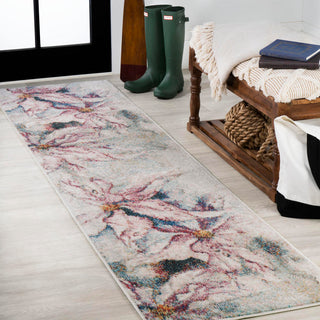 Pastello Modern Abstract Muted Flowers Area Rug - JONATHAN Y