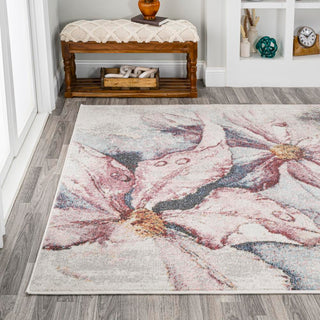 Pastello Modern Abstract Muted Flowers Area Rug - JONATHAN Y