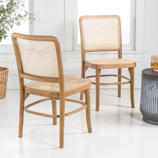 Colmar Mid-Century Vintage Wood Rattan Dining Chair - JONATHAN Y