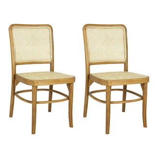 Colmar Mid-Century Vintage Wood Rattan Dining Chair - JONATHAN Y