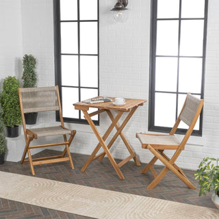 Javea Modern Coastal 3-Piece Acacia Wood Outdoor Folding Bistro Set - JONATHAN Y