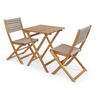 Javea Modern Coastal 3-Piece Acacia Wood Outdoor Folding Bistro Set - JONATHAN Y