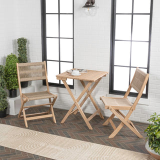 Javea Modern Coastal 3-Piece Acacia Wood Outdoor Folding Bistro Set - JONATHAN Y