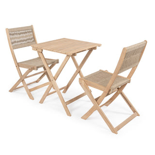 Javea Modern Coastal 3-Piece Acacia Wood Outdoor Folding Bistro Set - JONATHAN Y