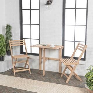 Nerja Modern Traditional 3-Piece Acacia Wood Outdoor Folding Bistro Set - JONATHAN Y