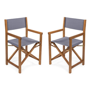 Cukor Classic Vintage Outdoor Acacia Wood Folding Director Chair with Canvas Seat - JONATHAN Y
