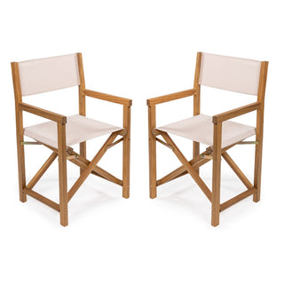 Cukor Classic Vintage Outdoor Acacia Wood Folding Director Chair with Canvas Seat - JONATHAN Y