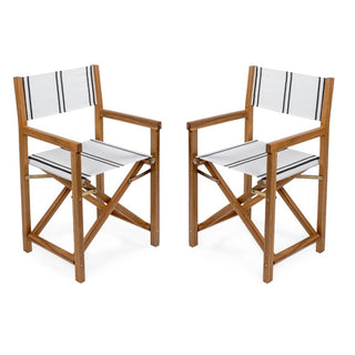 Cukor Classic Vintage Outdoor Acacia Wood Folding Director Chair with Canvas Seat - JONATHAN Y