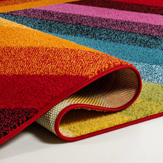 Retro Rainbow Contemporary Stripe Area Rug - JONATHAN Y