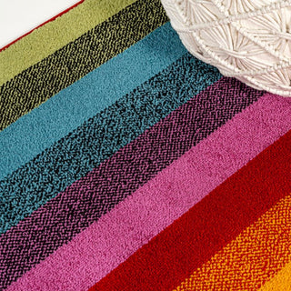 Retro Rainbow Contemporary Stripe Area Rug - JONATHAN Y
