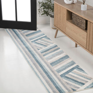 Retro Rainbow Contemporary Stripe Area Rug