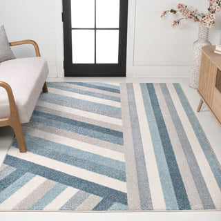 Retro Rainbow Contemporary Stripe Area Rug