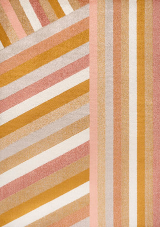 Retro Rainbow Contemporary Stripe Area Rug