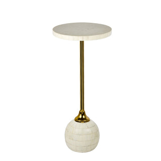 Evelyn 26" Modern Glam Metal/Resin Mosaic Pedestal Drink Table