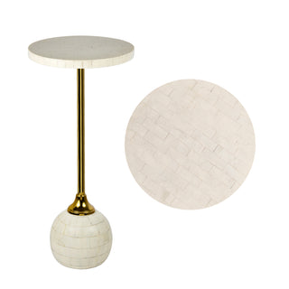 Evelyn 26" Modern Glam Metal/Resin Mosaic Pedestal Drink Table