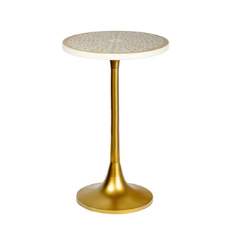 Nysha 25" Modern Bohemian Metal/Resin Inlay Top End Table