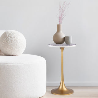 Nysha 25" Modern Bohemian Metal/Resin Inlay Top End Table - JONATHAN Y