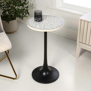 Nysha 25" Modern Bohemian Metal/Resin Inlay Top End Table