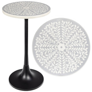 Nysha 25" Modern Bohemian Metal/Resin Inlay Top End Table