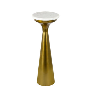 Oliver 22.25" Mid-Century Glam Retro Metal Drink Table with Marble Top