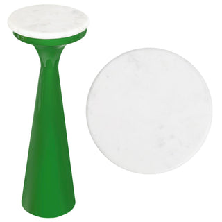 Oliver 22.25" Mid-Century Glam Retro Metal Drink Table with Marble Top