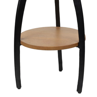 Ollie 24.5" Designer Farmhouse Metal Tripod Drink Table and Decorative End Table with White Marble Round Top and Wood Undershelf