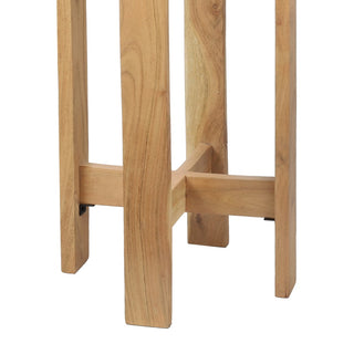 Elena 24" Minimalist Structured Wood Drink Table and Decorative End Table with White Marble Round Top