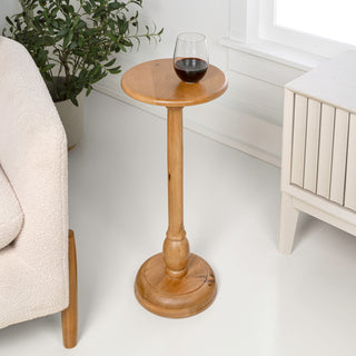 Leopold 24.5" Cottage Designer Mango Wood Pedestal Round Drink Table and Decorative End Table