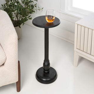 Leopold 24.5" Cottage Designer Mango Wood Pedestal Round Drink Table and Decorative End Table
