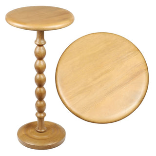 Augustus 24.5" Cottage Classic Spindle Wood Pedestal Round Drink Table and Decorative End Table