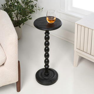 Augustus 24.5" Cottage Classic Spindle Wood Pedestal Round Drink Table and Decorative End Table