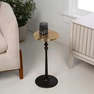 Lulu 19.5" Art Deco Classic Pedestal Round Metal Drink Table and Decorative End Table