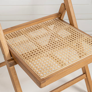 Theo Mid-Century Vintage Wood Rattan Folding Chair with Adjustable Back - JONATHAN Y