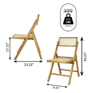 Theo Mid-Century Vintage Wood Rattan Folding Chair with Adjustable Back - JONATHAN Y
