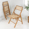 Theo Mid-Century Vintage Wood Rattan Folding Chair with Adjustable Back