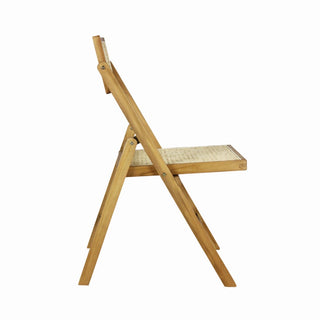 Theo Mid-Century Vintage Wood Rattan Folding Chair with Adjustable Back - JONATHAN Y