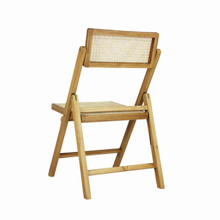 Theo Mid-Century Vintage Wood Rattan Folding Chair with Adjustable Back - JONATHAN Y