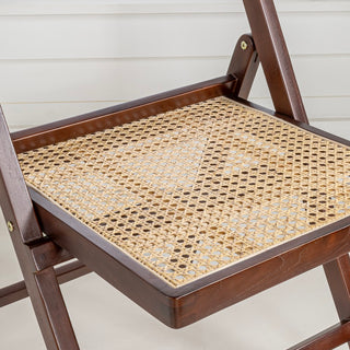 Theo Mid-Century Vintage Wood Rattan Folding Chair with Adjustable Back - JONATHAN Y