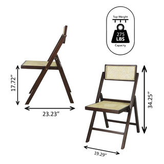 Theo Mid-Century Vintage Wood Rattan Folding Chair with Adjustable Back - JONATHAN Y