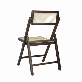 Theo Mid-Century Vintage Wood Rattan Folding Chair with Adjustable Back - JONATHAN Y