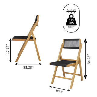 Olivier Coastal Modern Wood Roped Folding Chair with Adjustable Back - JONATHAN Y