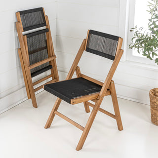 Olivier Coastal Modern Wood Roped Folding Chair with Adjustable Back - JONATHAN Y
