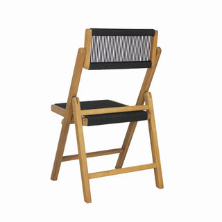 Olivier Coastal Modern Wood Roped Folding Chair with Adjustable Back - JONATHAN Y