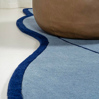 Mosaic Coastal Geometric Border Handwoven Wool Area Rug - JONATHAN Y