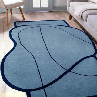 Mosaic Coastal Geometric Border Handwoven Wool Area Rug - JONATHAN Y