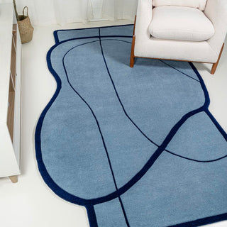 Mosaic Coastal Geometric Border Handwoven Wool Area Rug - JONATHAN Y