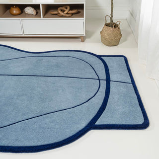Mosaic Coastal Geometric Border Handwoven Wool Area Rug - JONATHAN Y