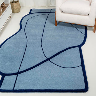 Mosaic Coastal Geometric Border Handwoven Wool Area Rug - JONATHAN Y