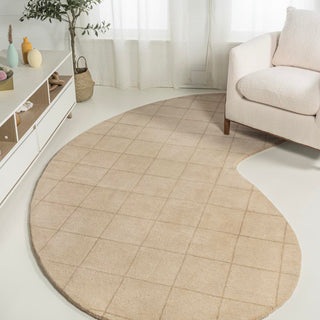 Bean Modern Plaid Grid Handwoven Wool Area Rug - JONATHAN Y
